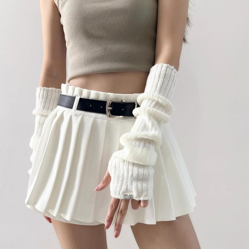 DUNKOING Cute Y2K Arm Warmers Kawaii Knitted Wrist Warmers Long Japanese Harajuku Goth Fingerless Sleeve for Women Girls - Image 2